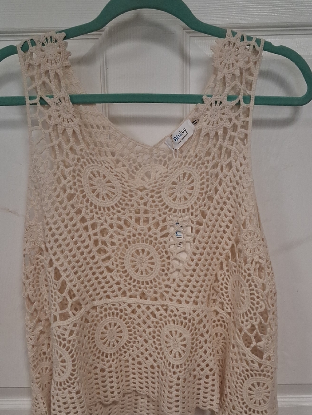 Bluivy Crochet Peplum Tank in Cream